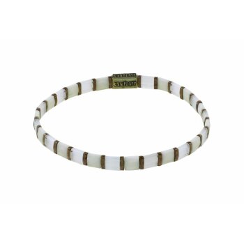 Konplott - Tilala - Weiß, Antikmessing, Armband auf Gummiband