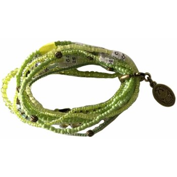 Konplott - Petit Glamour dAfrique - Grün, Antikmessing, Armband auf Gummiband